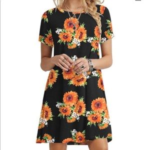 Black Sunflower T-Shirt Dress